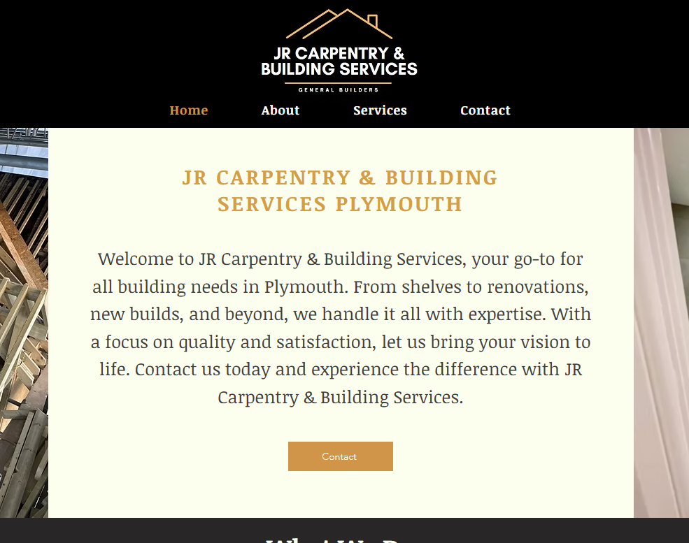 Homepage of JR Carpentry & Building Services, a Plymouth builder